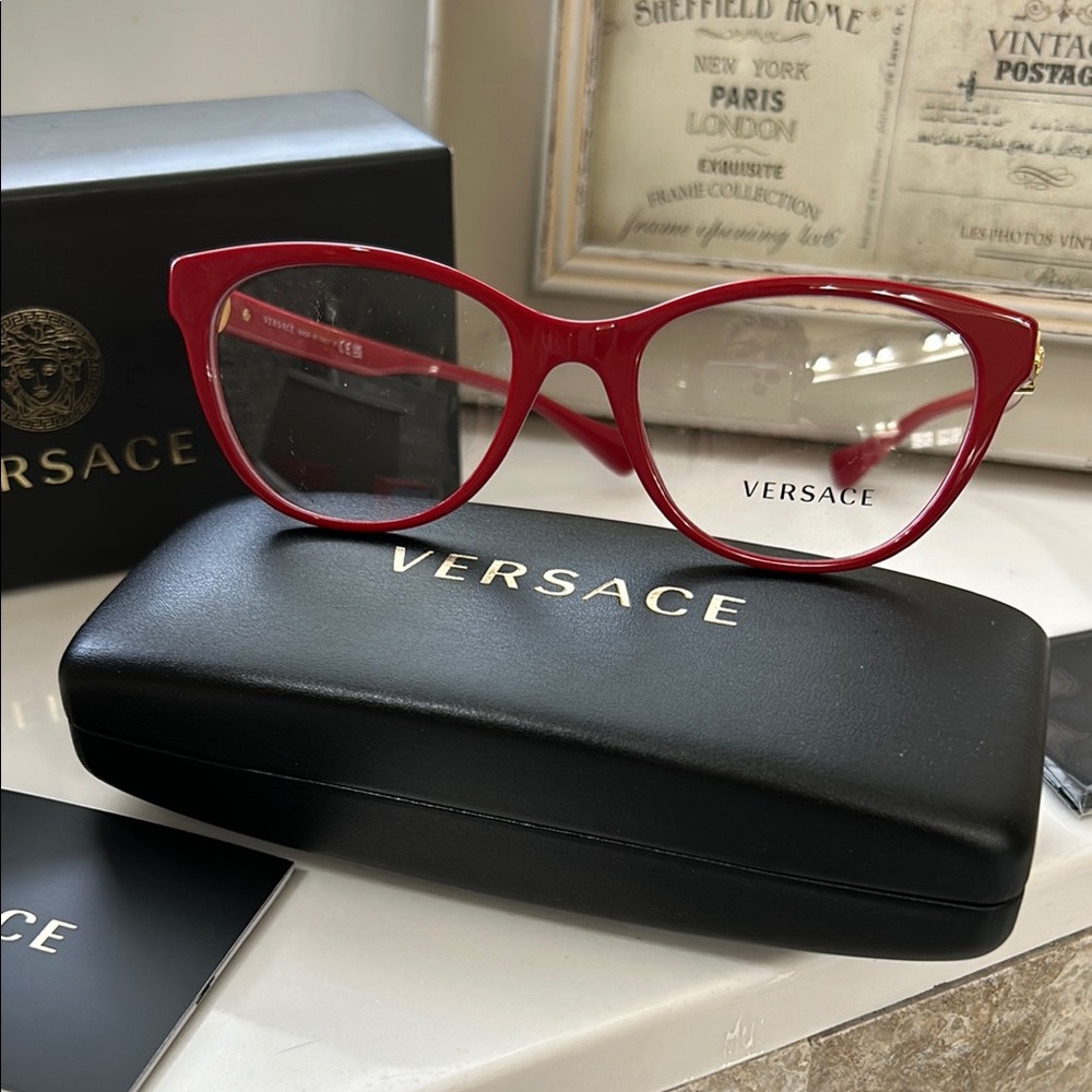 Versace Red Cat-Eye Glasses